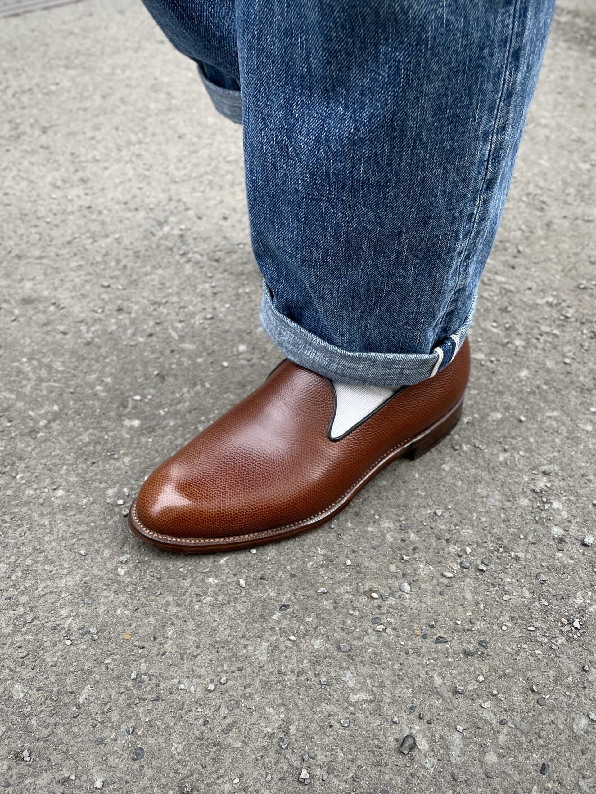 札幌のオーダーシューズ専門店ASHIDO HOKKAIDOで製作したエプロンフロントのオーダーローファー