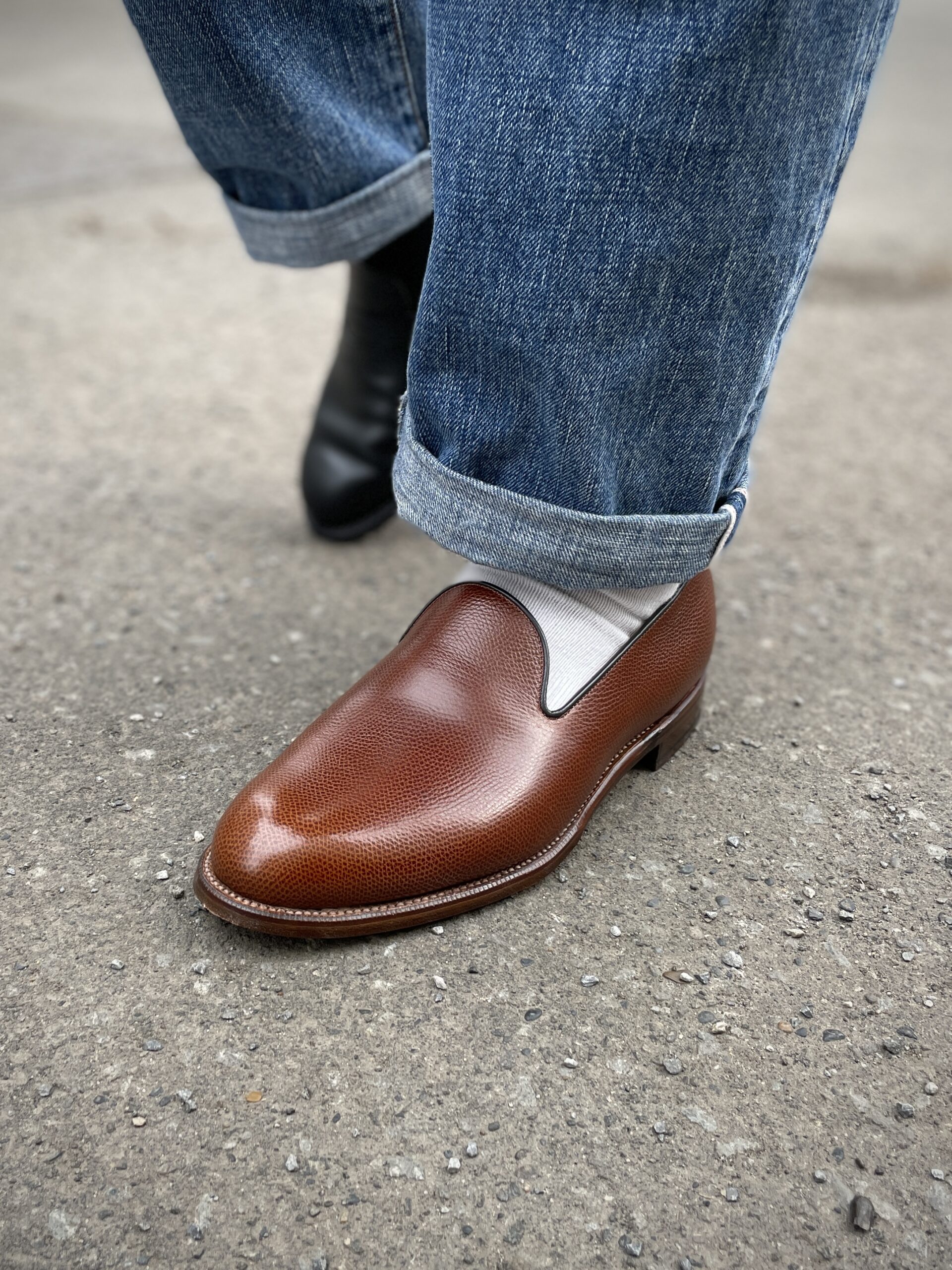 札幌のオーダーシューズ専門店ASHIDO HOKKAIDOで製作したエプロンフロントのオーダーローファー