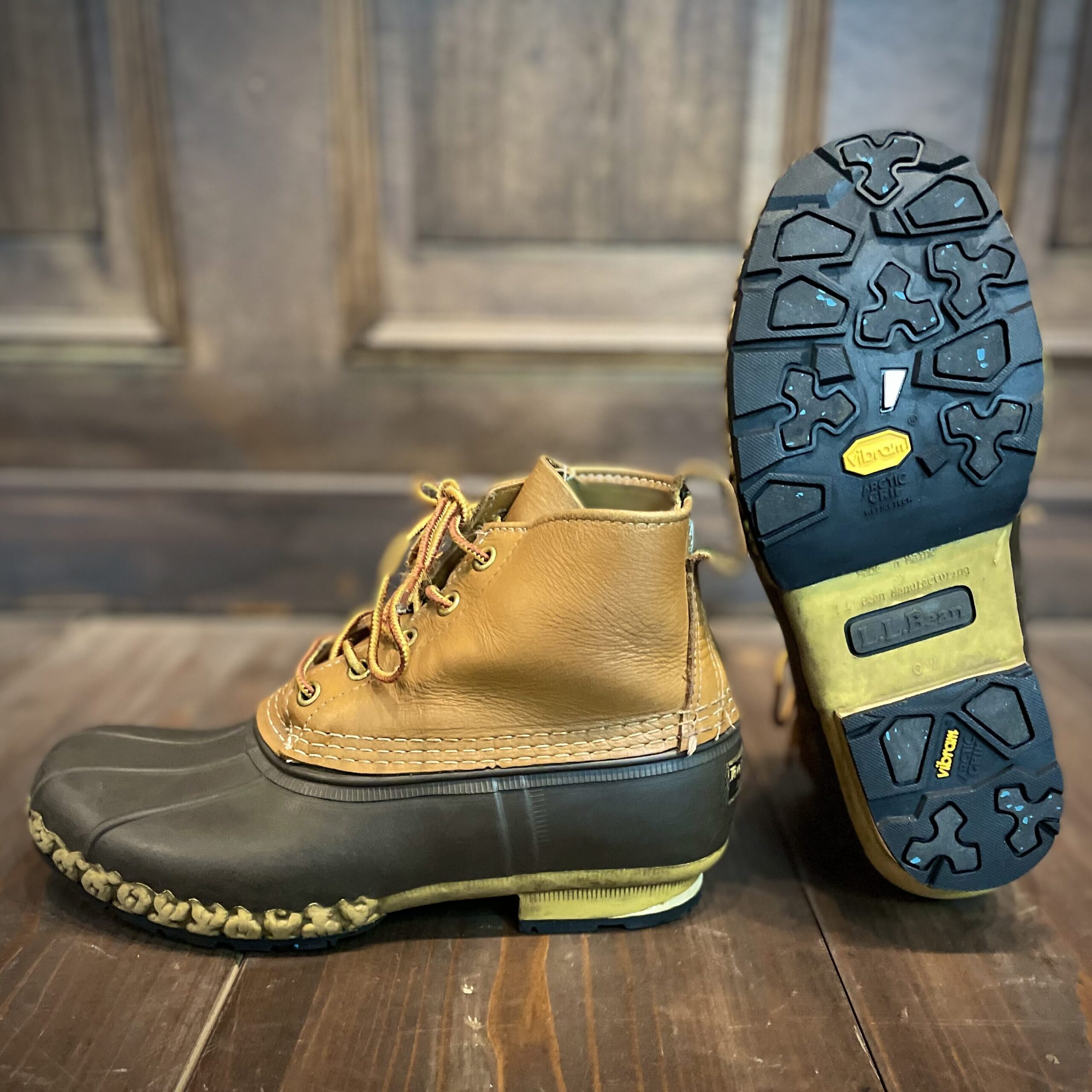 ビーンブーツ滑りやすい　すり減りソール交換　修理後　滑り止め　冬底　札幌　ASHIDO　VIBRAM　アークティックグリップ
